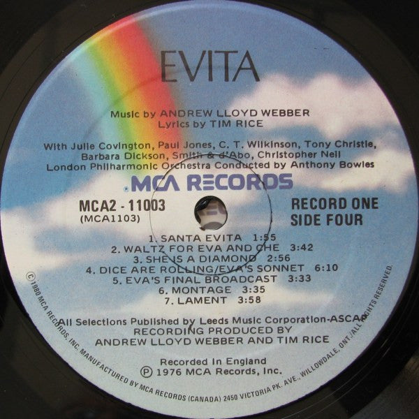 Andrew Lloyd Webber And Tim Rice : Evita (2xLP, Gat)