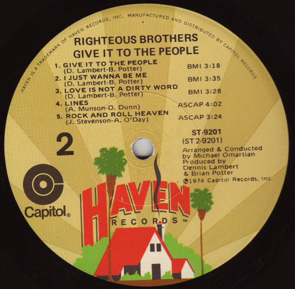 The Righteous Brothers : Give It To The People (LP, Album, Los)