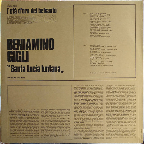 Beniamino Gigli : Santa Lucia Luntana (LP, Comp)