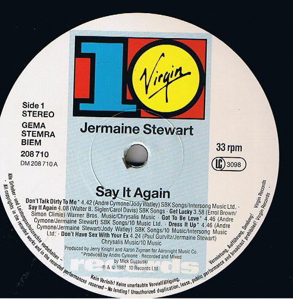 Jermaine Stewart : Say It Again (LP, Album)