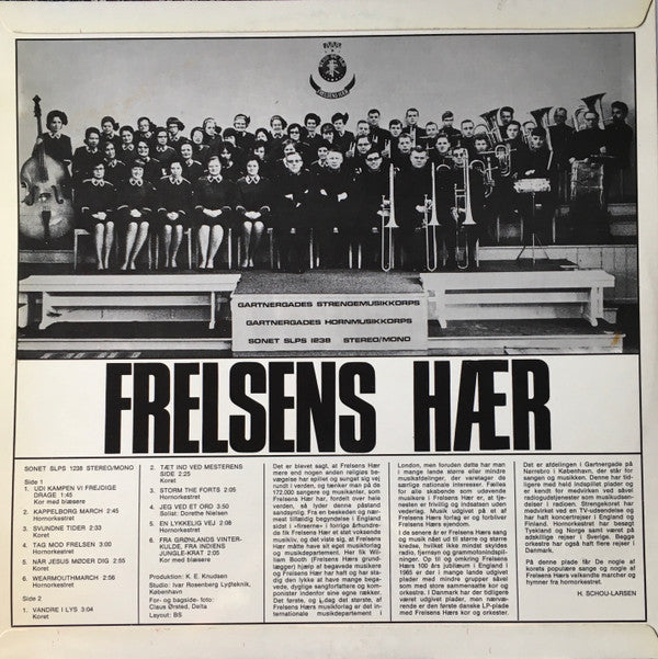 Gartnergades Strengemusikkorps, Gartnergades Hornmusikkorps : Frelsens Hær (LP, Album, Mono)