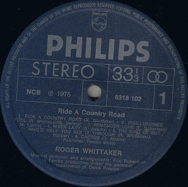 Roger Whittaker : Ride A Country Road (LP, Album)