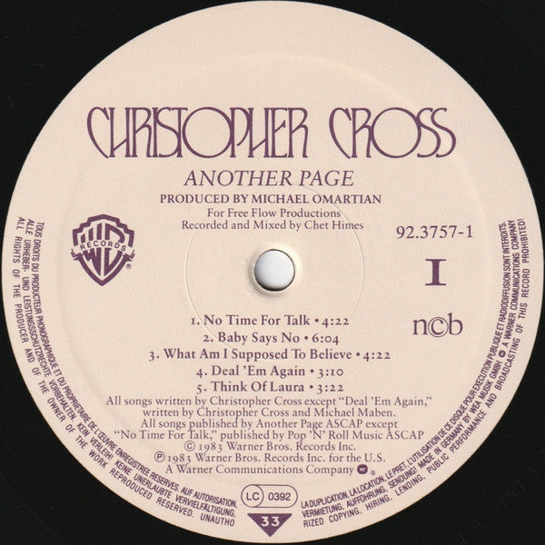 Christopher Cross : Another Page (LP, Album)