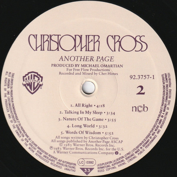 Christopher Cross : Another Page (LP, Album)