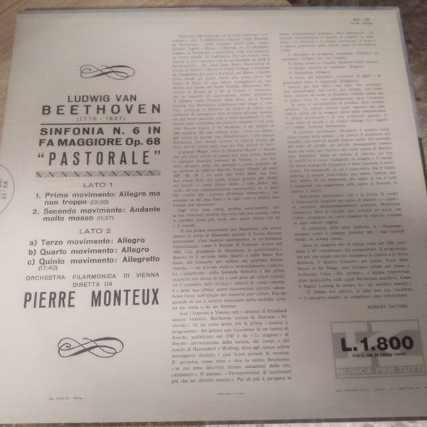 Ludwig van Beethoven - Pierre Monteux, Wiener Philharmoniker : "Pastoral": The Sixth Symphony By Beethoven (LP, Album)