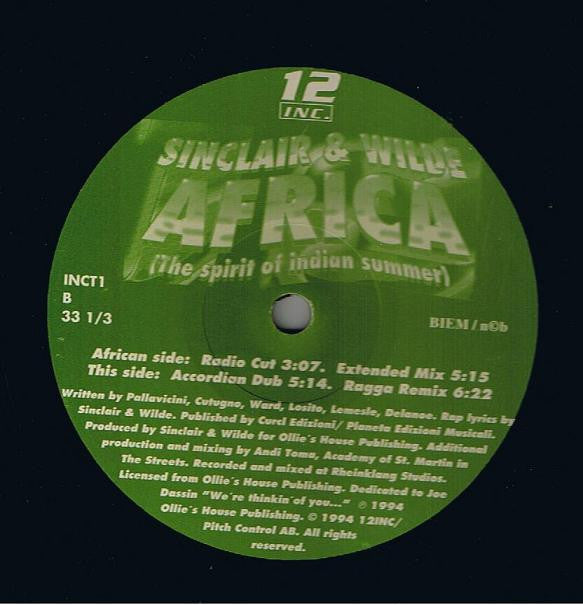 Sinclair & Wilde : Africa (The Spirit Of Indian Summer) (12")