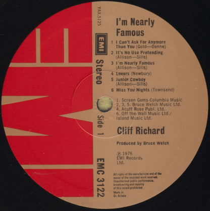 Cliff Richard : I'm Nearly Famous (LP, Album, Cur)