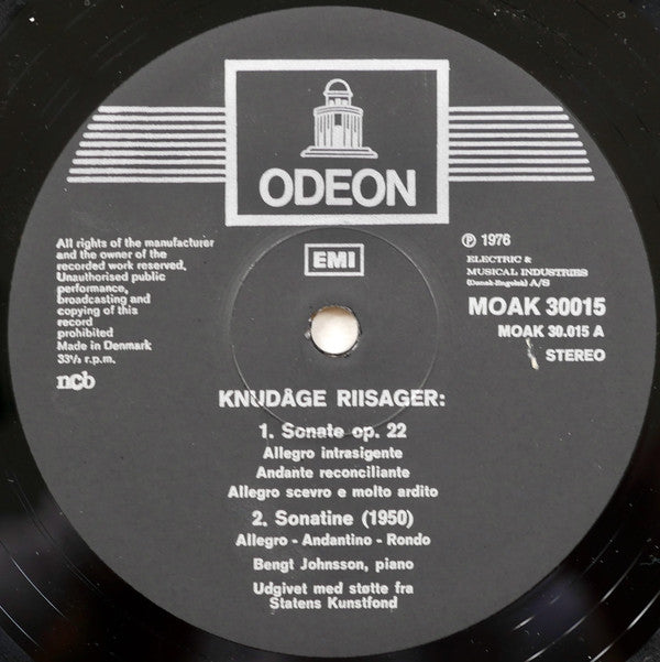 Knudåge Riisager / Bengt Johnsson : Conservatorium No. 1: Knudåge Riisager Piano Music Played By Bengt Johnsson (LP, Album)