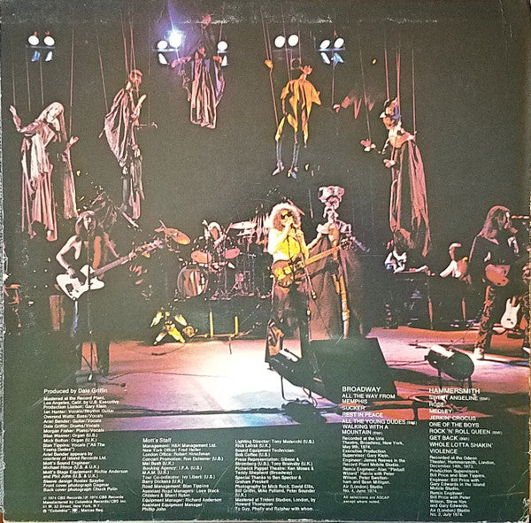 Mott The Hoople : Mott The Hoople Live (LP, Album, San)