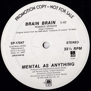 Mental As Anything : Brain Brain (12", Promo)