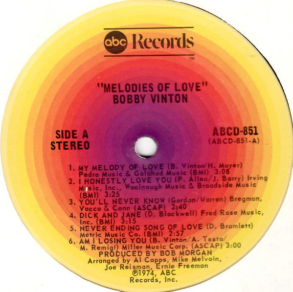 Bobby Vinton : Melodies Of Love (LP, Album)