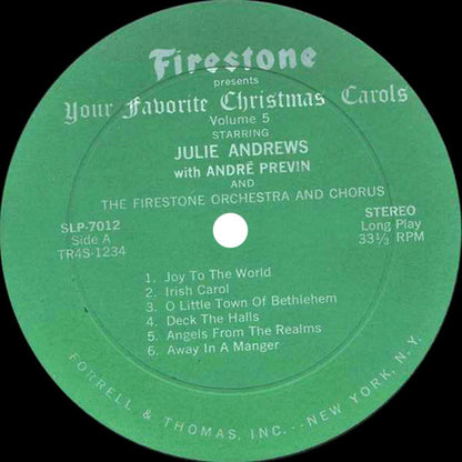 Julie Andrews With André Previn And The Firestone Orchestra And Chorus : Your Favorite Christmas Carols Volume 5 (LP, Album, Roc)