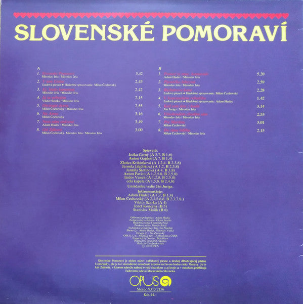 Unínčanka A Jej Hostia Jožka Černý A Anton Gajdoš : Slovenské Pomoraví (LP, Album)