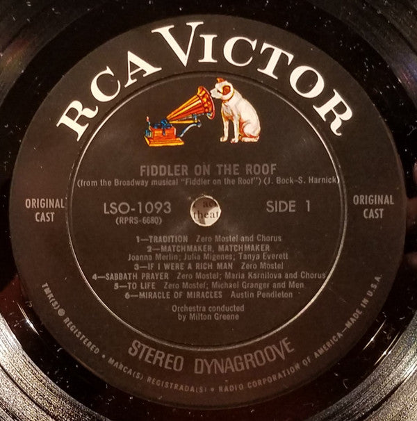 "Fiddler On The Roof" Original Broadway Cast : Zero Mostel In Fiddler On The Roof (The Original Broadway Cast Recording) (LP, Album,  In)