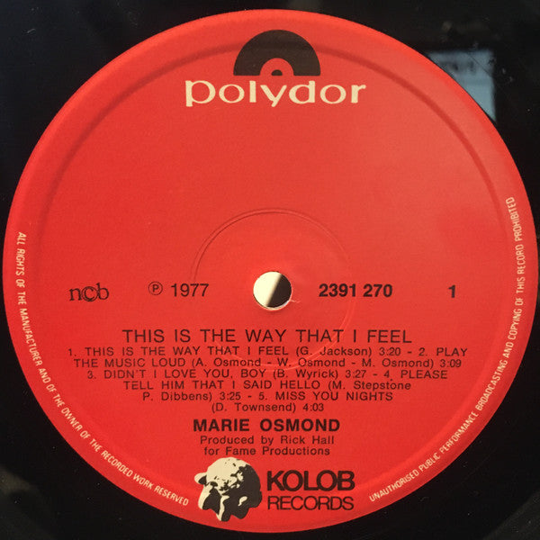 Marie Osmond : This Is The Way That I Feel (LP, Album)