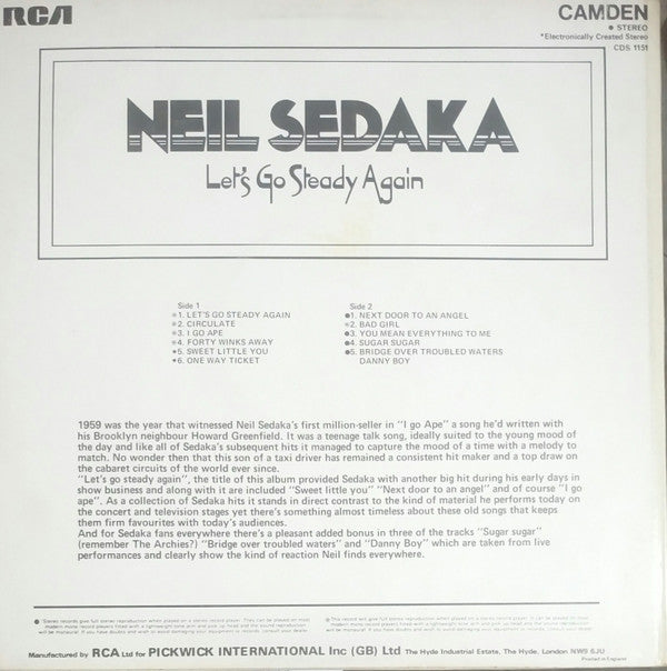 Neil Sedaka : Let's Go Steady Again (LP, Comp)