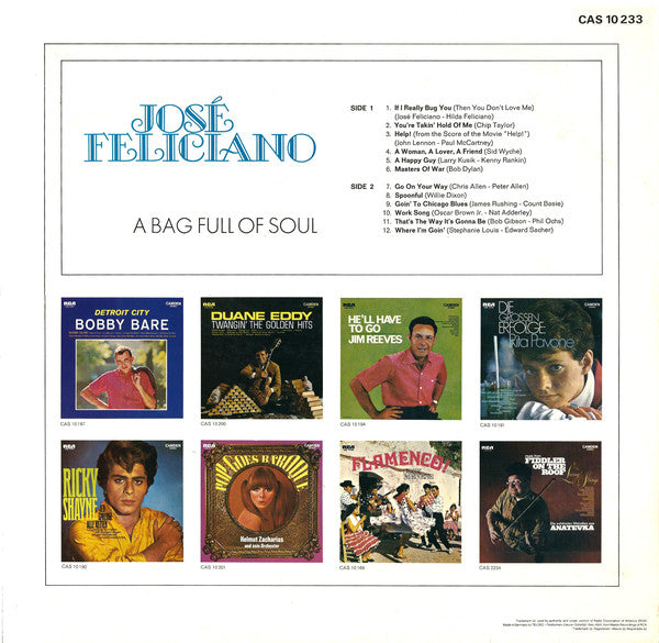 José Feliciano : A Bag Full Of Soul (LP, Album, RE)