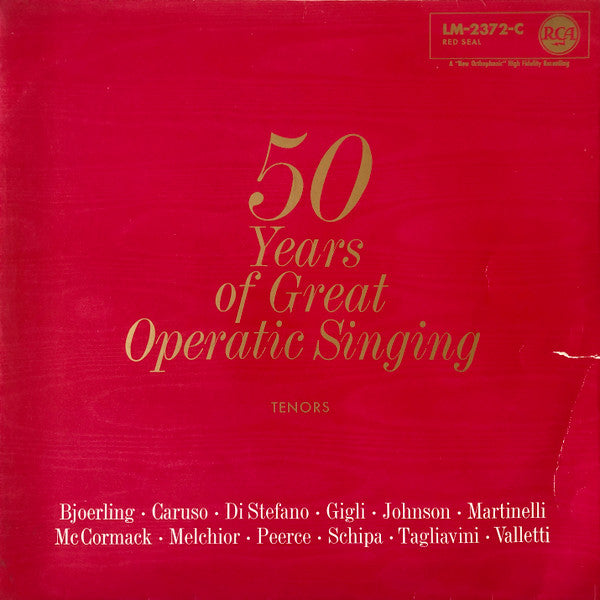 Various : 50 Years Of Great Operatic Singing - Tenors (LP, Comp)