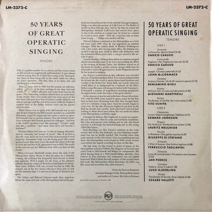 Various : 50 Years Of Great Operatic Singing - Tenors (LP, Comp)