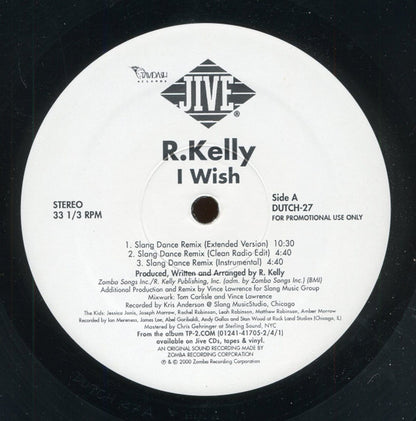 R. Kelly : I Wish (Dance Mixes) (12", Promo)