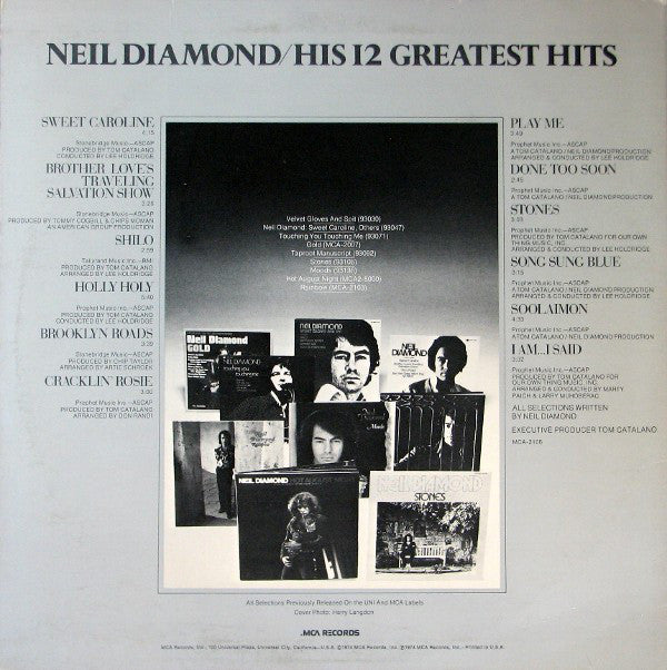 Neil Diamond : His 12 Greatest Hits (LP, Comp, Glo)