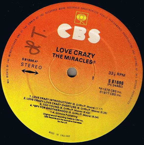 The Miracles : Love Crazy (LP, Album)