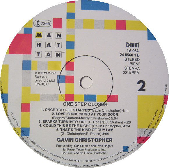 Gavin Christopher : One Step Closer (LP, Album)