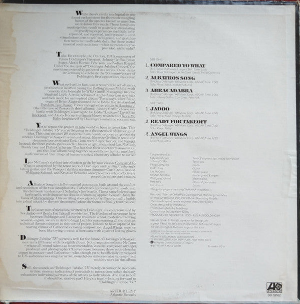 Passport (2) And Les McCann, Philip Catherine, Johnny Griffin, Buddy Guy, Pete York : Doldinger Jubilee '75 (LP, Album, Pre)