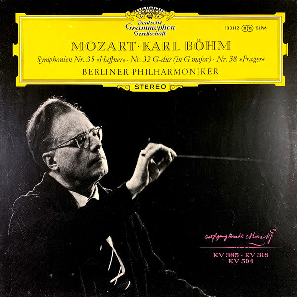 Wolfgang Amadeus Mozart · Karl Böhm · Berliner Philharmoniker : Symphonien Nr. 35 »Haffner« · Nr. 32 G-Dur (In G Major) · Nr. 38 »Prager« (LP)