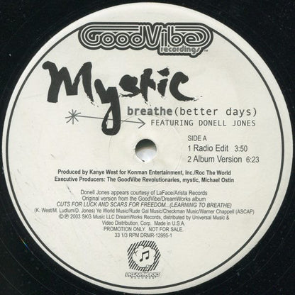 Mystic (6) featuring Donell Jones : Breathe (Better Days) (12")