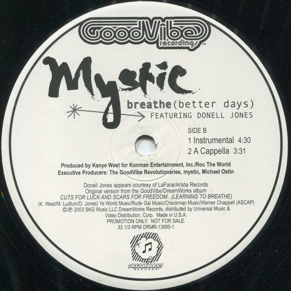 Mystic (6) featuring Donell Jones : Breathe (Better Days) (12")