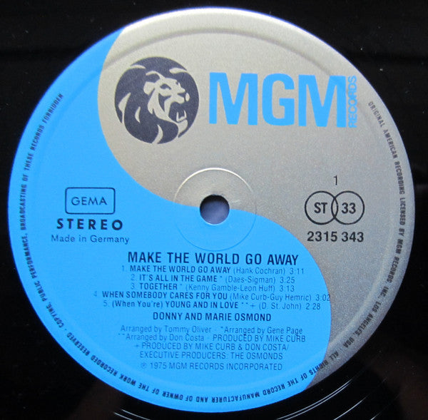 Donny & Marie Osmond : Make The World Go Away (LP, Album)