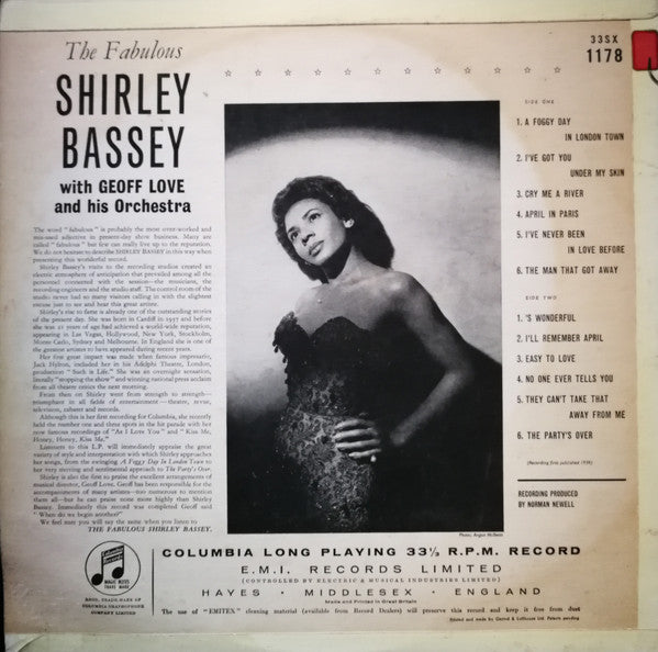 Shirley Bassey : The Fabulous Shirley Bassey (LP, Album, Mono)