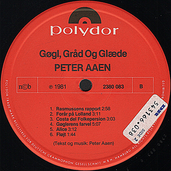 Peter Aaen : Gøgl, Gråd Og Glæde (LP, Album)