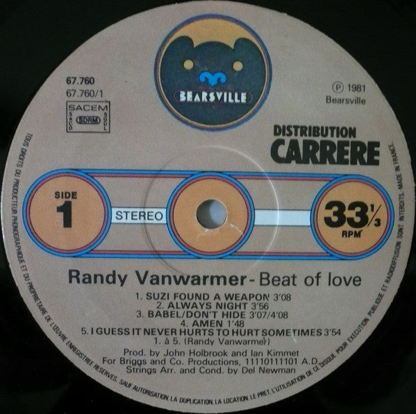 Randy Vanwarmer : Beat Of Love (LP, Album)