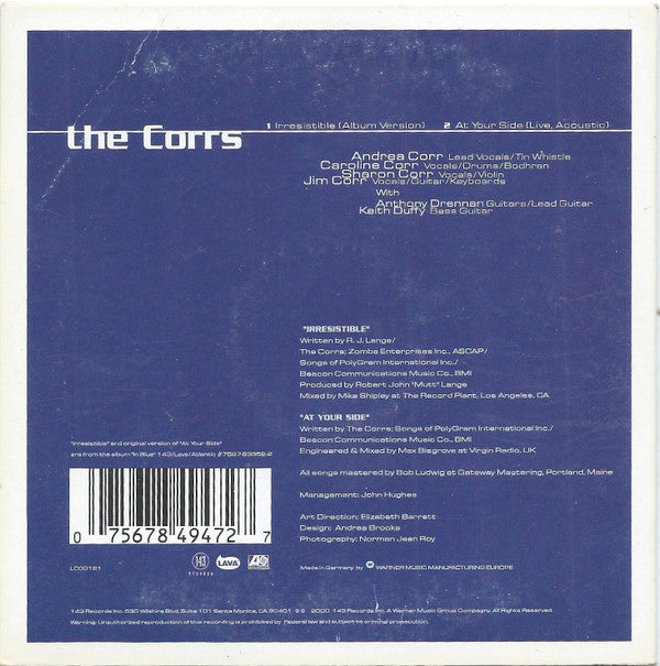 The Corrs : Irresistible (CD, Single, Car)