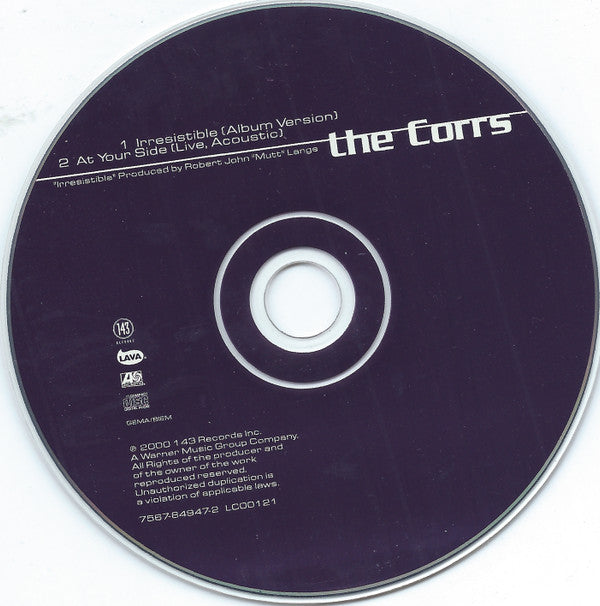 The Corrs : Irresistible (CD, Single, Car)