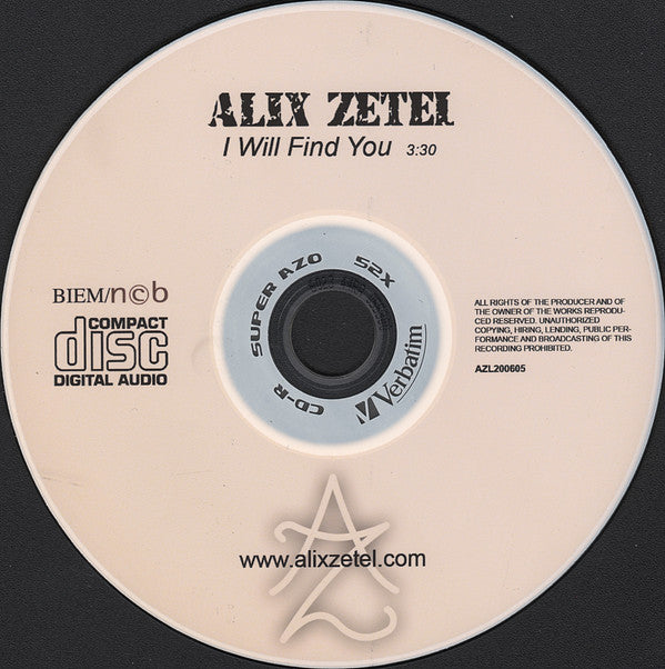 Alix Zetel : I Will Find You (CDr)