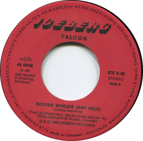 Falcon (25) : Boogie Woogie (Op Og Stå) (7", Single, Red)