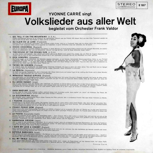 Yvonne Carré : Volkslieder Aus Aller Welt (LP, Album)