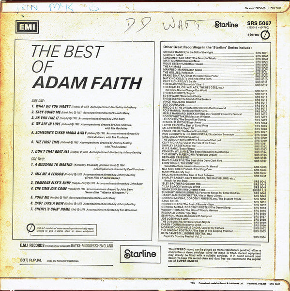 Adam Faith : The Best Of Adam Faith (LP, Comp, RM)