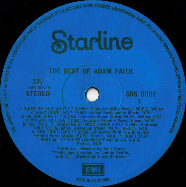 Adam Faith : The Best Of Adam Faith (LP, Comp, RM)