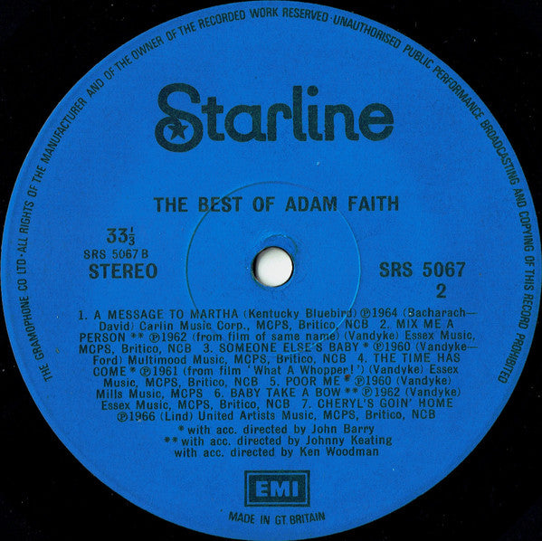 Adam Faith : The Best Of Adam Faith (LP, Comp, RM)