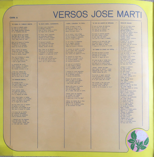 Pablo Milanés : Versos José Marti Cantados Por Pablo Milanés (LP, Album, Gat)