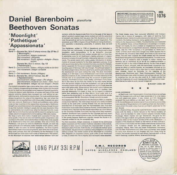 Ludwig Van Beethoven : Pathétique, Appassionata & Moonlight Sonatas (LP, Album, RE)