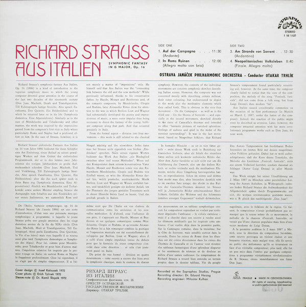 Richard Strauss, Janacek Philharmonic Orchestra, Otakar Trhlík : Aus Italien (LP, RP)