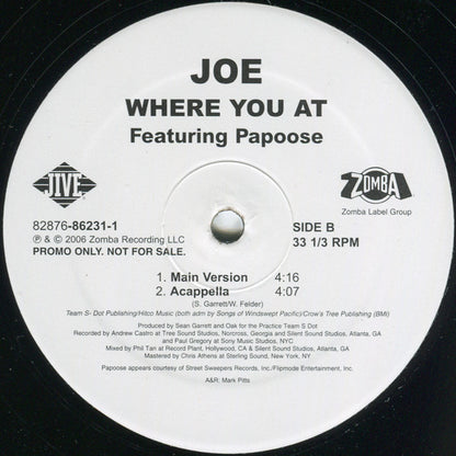 Joe Feat. Papoose : Where You At (12", Promo)