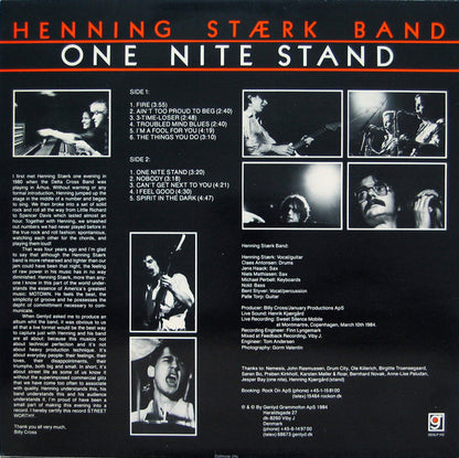 Henning Stærk Band : One Nite Stand (LP, Album)