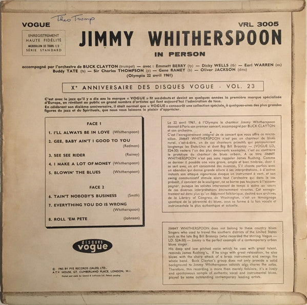 Jimmy Witherspoon : In Person (LP, Album)