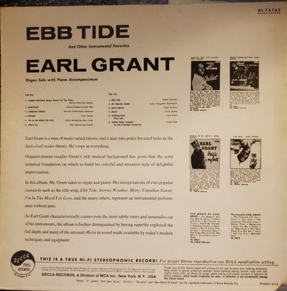 Earl Grant : Ebb Tide And Other Instrumental Favorites (LP, Album, RP, Pin)